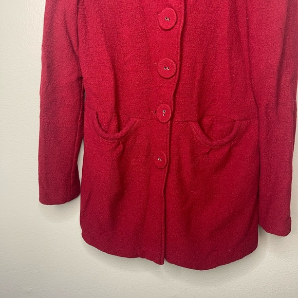 SugarFly Red Wool Blend Winter Fall Coat Jacket Size Medium - Picture 4 of 9